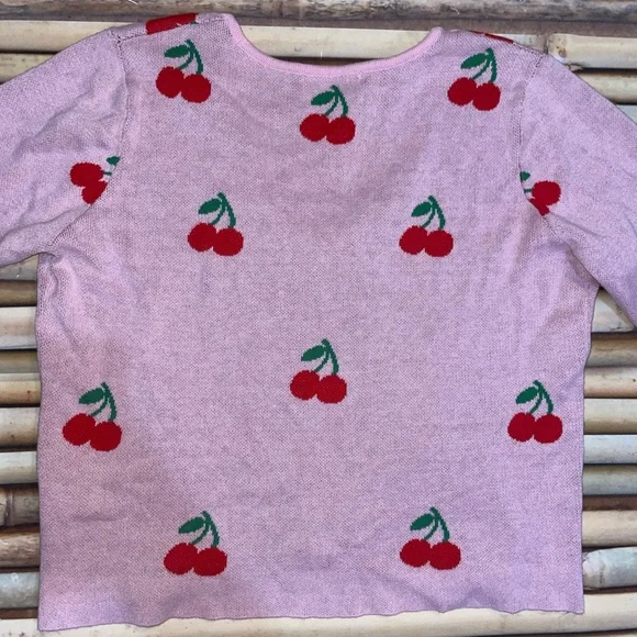 Pink Cherry Embroidered Cardigan - Picture 4 of 16